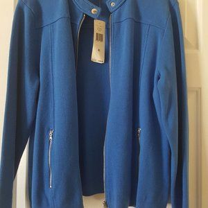 Ralph Lauren Full Zip Contrast Jacket Outerwear Trench Women Size XL Blue